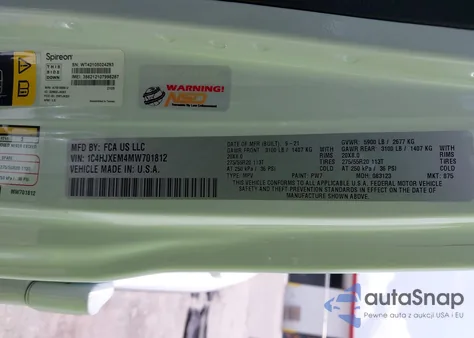 2021 Jeep Wrangler Unlimited High Altitude 4X4 from USA, damaged, VIN 1C4HJXEM4MW701812